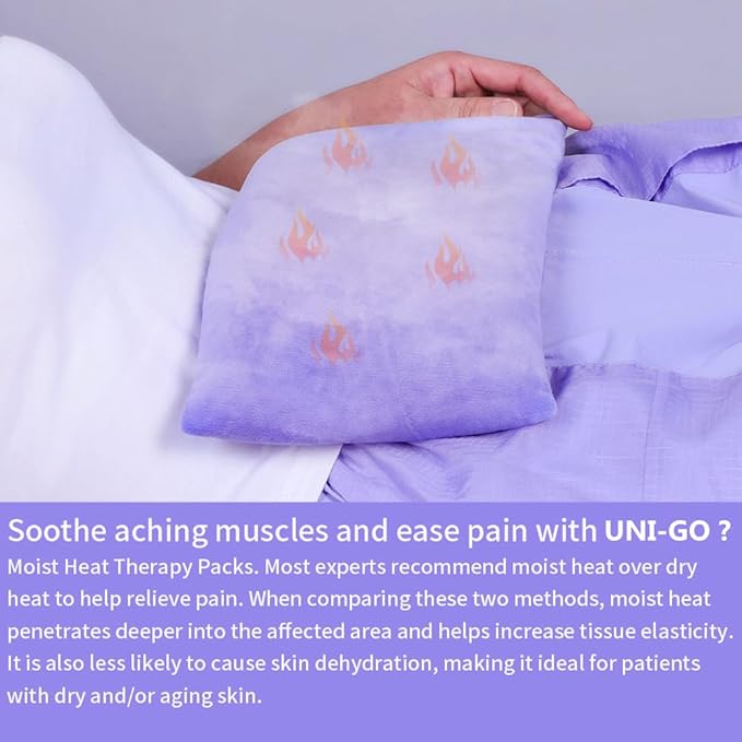UNI-GO Silica Beads Microwave Heating Pad for Hot Compress and Cold Compress, No Smell, Reusable Microwavable Heating Pad for Back, Neck, Shoulder, Leg, Muscle Ache & Cramps. (Violet-6"x12")