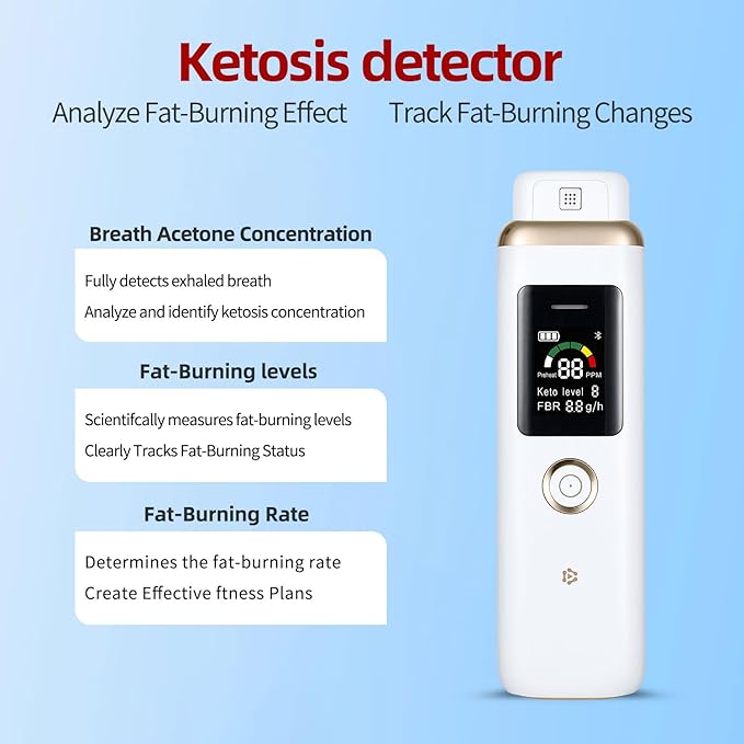 Ketone Breath Monitors for Ketosis Tracking - Ketone Monitoring Breath Analyzer Ketosis Tester | Portable, Professional-Grade Ketone Breath Meter - Accurately Monitor Ketonsis in Your Breath