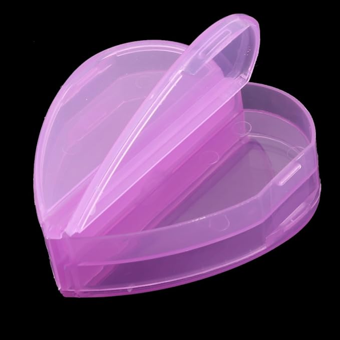 uxcell® Plastic Family Heart Shaped 4 Compartments Capsule Pills Storage Box Case Purple