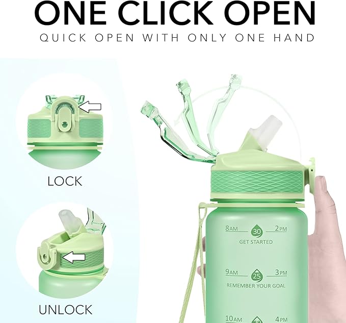 Hyeta 32oz Water Bottles with Straw - Stay Motivated and Hydrated with Convenient Times to Drink Markings, Durable, Leak-proof
