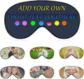 Personalized Eye Mask, Custom Eyeshade Blindfold Add Your Design Image Text Customized Eye Cover with Adjustable Strap for Sleeping Travel Work Naps Blocks Light, Dark Grey Blue