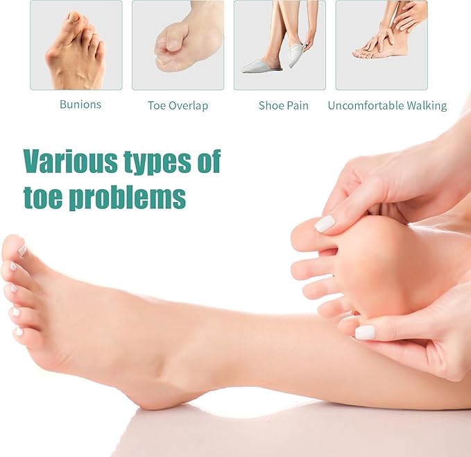 4 Pcs Silicone Toe Spacers – Yoga Toe Separators for Toe Straightening & Relaxation | Correct Overlapping Toes, Bunions, Hammer Toe | Toe Support toe separators for Women & Men (Tan, 3.98)