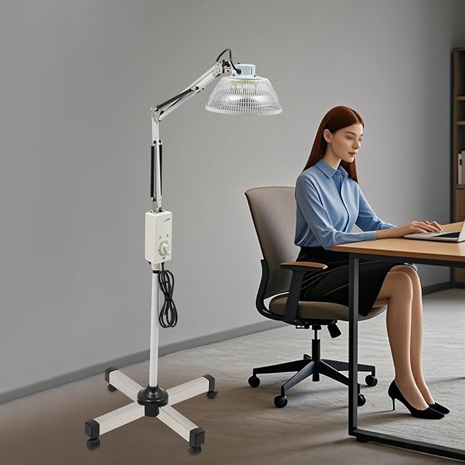 Acupuncture Infrared Heat Therapy Mineral Lamp with Adjustable Height Heating Light, 360° Rotating Lamp Head, and Timer for Muscle Pain Relief, Joint Therapy, and Recovery
