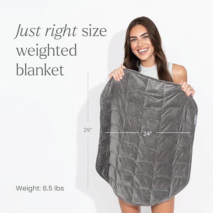 nodpod Body 6.5lb Patented Compact Weighted Blanket I Perfect for Relaxation, Sleeping & Travel l I Glass Bead Filled, Machine Washable (29" x 24") - Elephant Gray