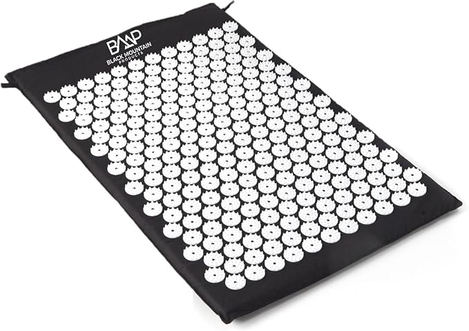 Black Mountain Products Acupressure Mat with Pillow & Carrying Bag - Acupressure Mat for Trigger Pt. Massage Therapy, Black