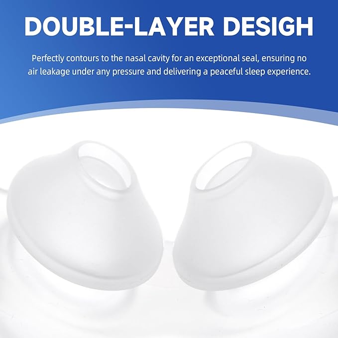 2-Pack Replacement Nasal Pillow Cushion Compatible with Swift FX - Ultra Soft Silicone CPAP Mask Cushion with Dual-Layer Technology for Perfect Seal - Premium Nose Pillows Cushions Only, Medium