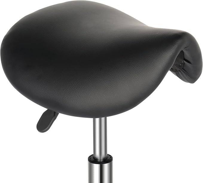 Round Rolling Bar Stool PU Leather with Wheels and Foot Rest, Height Adjustable Task Work Chair for Salon Spa Office Chairs