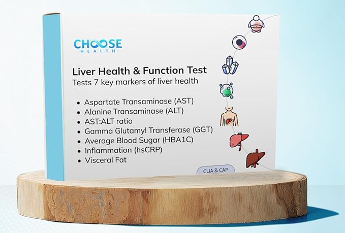 Liver Health & Function Test | 7-in-1 At-Home Liver Test | Choose Health | Test and Track Liver Function & Health | AST | ALT | GGT | Blood Sugars | Inflammation and More | Not Avail in NY RI