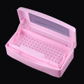 Nail Tool Sterilizer Box Plastic Disinfectant Container for Nail Art Accessories Tools, Sterilizer Soaking Box with Strainer Pedicure Manicure Cleaning Equipment, Pink
