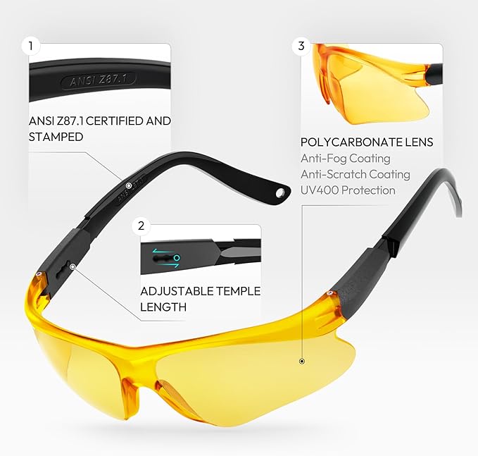 Shooting Glasses for Youth & Small Face Adults - Anti-Fog ANSI Z87.1 Certified Teens Range Shooting Eye Protection