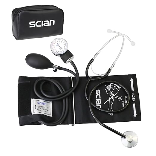 Scian Manual Blood Pressure Cuff with Stethoscope – Aneroid Sphygmomanometer with D-Ring Adult Cuff 8.7”-16.5” in Carrying Bag for Nurses Doctors Senior Home Use (Black)