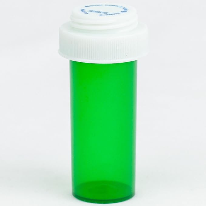 Five Star Supplies Plastic Pill Bottles - Reversible Cap Easy Open & Child Resistant - Pill Container Prescription Vial - Easy Open/Push N Turn (Green, 8 DRAM 400 ct.)