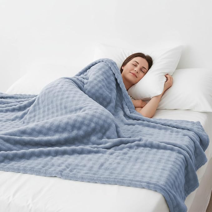 Grounding Blanket Grounding Sheets Queen, Grounding Throw for Improved Sleep, Relieving Pain,Conductive Grounded Mat for Bed with Grounding Wire (Blue, Adult)