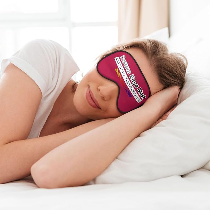 Personalized Eye Mask Add Picture Text Image Logo Custom Travel Sleeping Masks for Home Office Customized Sleep Mask for Men Women Blocks Light Adjustable Strap Fuchsia