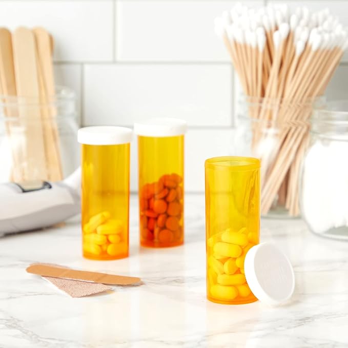 Juvale 6 Dram Empty Pill Bottles with Caps - Durable Plastic Vials - Easy-Open Caps for Travel Pill Bottles - Versatile Medicine Containers for Supplements - 50 Pack, 6 Dram, Orange