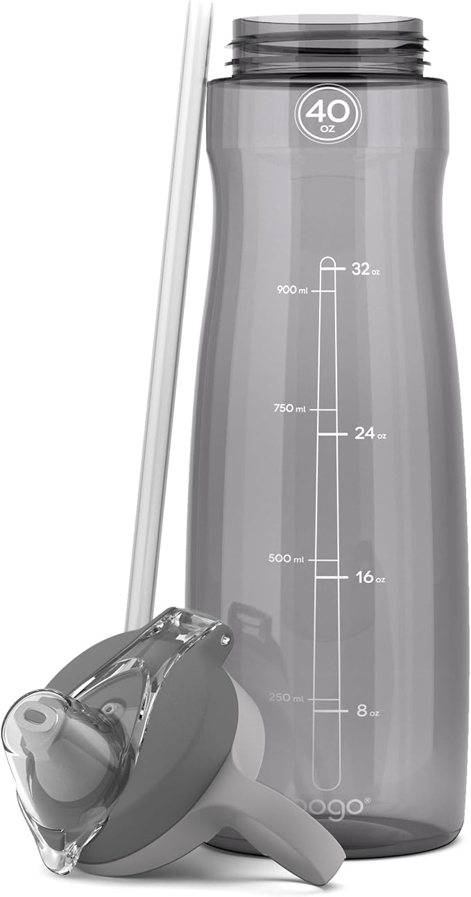 Pogo Plastic Water Bottle with Straw Lid and Carry Handle, Reusable, BPA Free, Dishwasher Safe, Perfect for Travel, School, Outdoors, and Gym | 32oz, 40oz