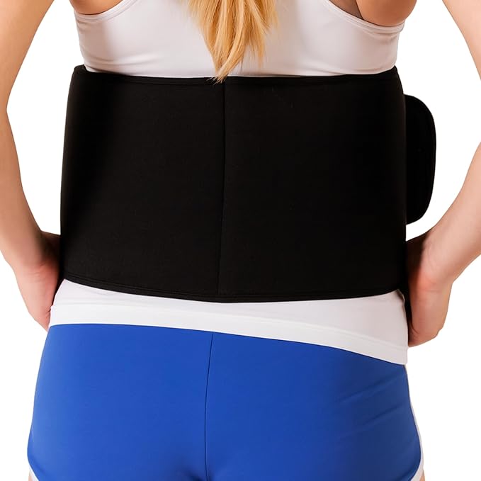 Cryopak Cold and Hot Therapy Wrap, Black, Latex-Free, Non-Toxic, for Back, Abdomen, Hip, Sports Injury Prevention, Recovery (Back/Abdomen). kit Includes Flexible Gel Compress, Sleeve and Strap.