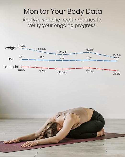 Smart Scale for Body Weight, BMI, Body Fat, Muscle Mass, 3.4" TFT Color Display Digital Bathroom Scale, 25 Body Composition Analysis, Sync App, Bluetooth, 400 lbs - Nexa 4
