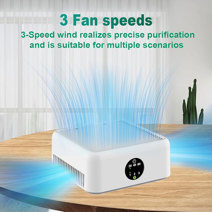 Air Purifiers for Home,True HEPA Small Air Purifier for Dorm Room, Up to 615 Ft²,15dB Quiet,for Smoke Odors,Portable Mini Air Purifier,Desk Air Filter for Office, RV,Bedroom,Travel (Elegant White)