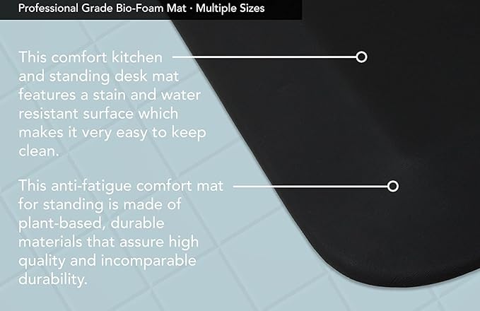 NewLife by GelPro Professional Grade Anti-Fatigue Kitchen & Office Comfort Bio-Foam Mat with Non-Slip Bottom for Health & Wellness, 20x32, Midnight