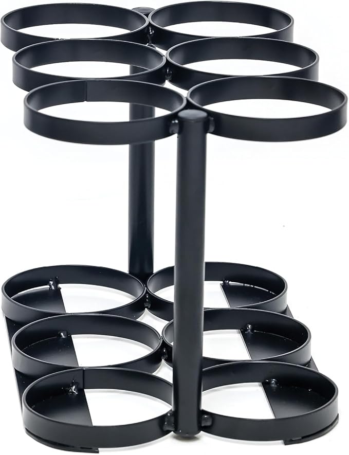 AireMed Oxygen Tank Holder – Holds (6) E, D or M9/C Size Tanks - Heavy-Duty Oxygen Cylinder Rack for Storage and Transportation – Floor Mountable Oxygen Rack – Stylish Black Frame - 4.5" Diameter