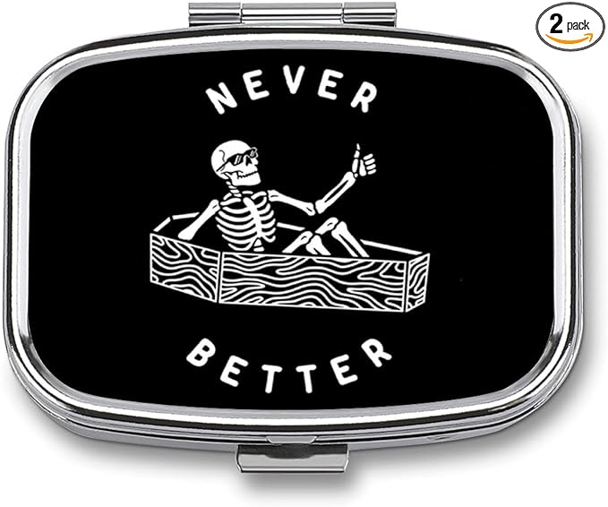 Metal 2 Compartment Pill Organizer Travel Friendly Portable Compact Pill Box Cute Pill Case,for Pocket Wallets Daily Portable Medicine Vitamin Tablet Storage (Better)
