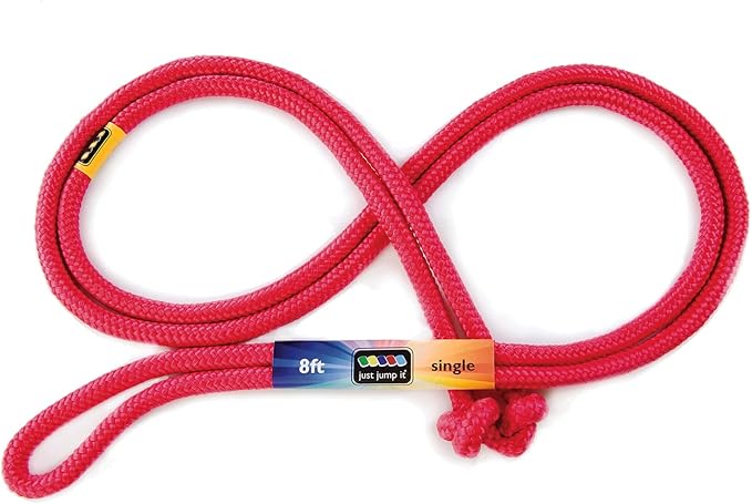 Just Jump It 8' Foot Single Jump Rope for Kids Women and Men - Active Outdoor Youth Fitness Excersing Equipment - Braided Nylon Gym Accessories
