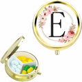 Small Pill Box for Purse Pocket, Personalized Small Pill Case 3 Compartment, Monogrammed Cute Pill Organizer, Gift for Women Teen Girls, Travel Mini Jewelry Box,Earring Holder Organizer