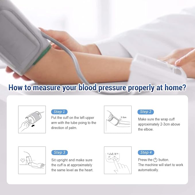 Scian Blood Pressure Monitor Upper Arm for Home Use, Automatic Blood Pressure Arm Cuff with Large Cuff 8.7"-16.5", Large LCD Display, 2 User 180 Memory, USB Cable (White)