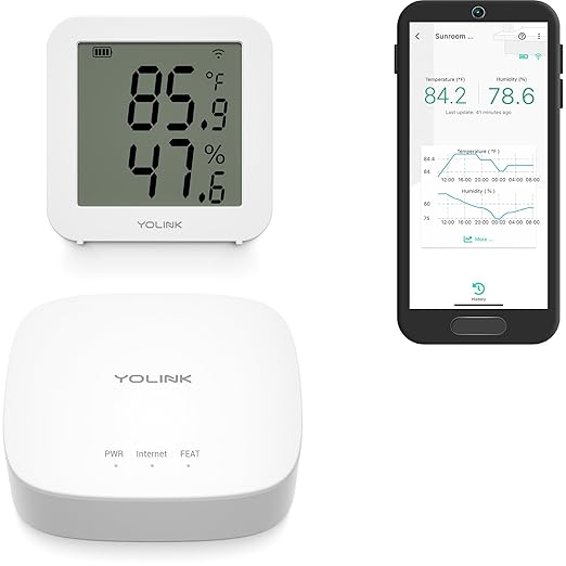 YoLink X3 version Temperature & Humidity Sensor, Supports App Real-Time Data Refresh, Alexa, IFTTT, Home Assistant Integration - YoLink Hub Included