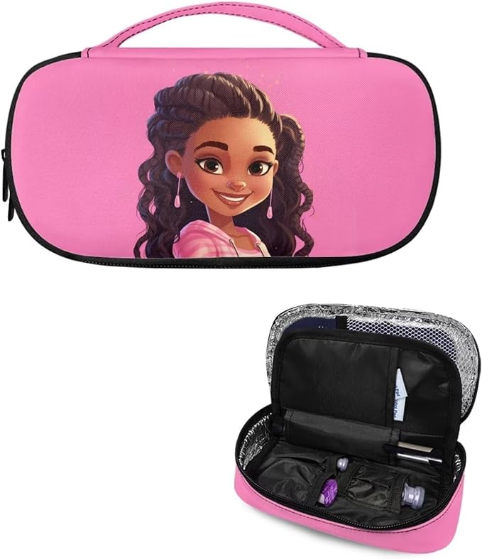 African Girl Diabetic Supplies Bag for Glucose Meter, Medication, Insulin Pens and Other Diabetes Care Supplies, Diabetes Travel Organizer Case with Detachable Pouches