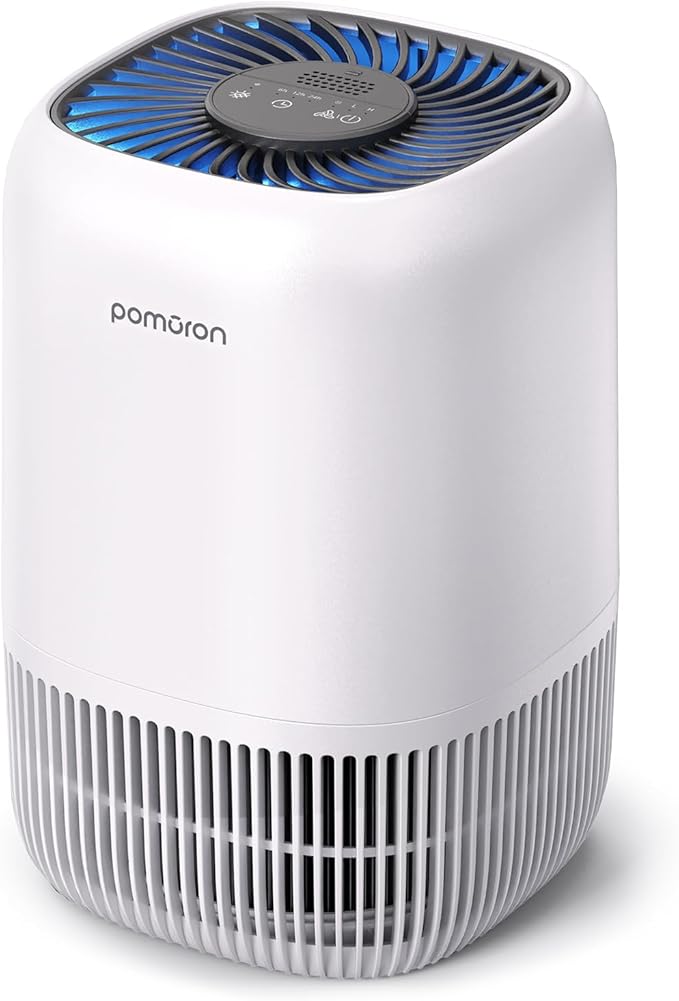 POMORON Air Purifiers for Bedroom Home, Air Filter Cleaner with Fragrance Sponge, H13 True HEPA Filter for Smoke, Allergies, Pollen, Pet Dander, Odor, Dust, Portable Air Purifier for Bedroom Office