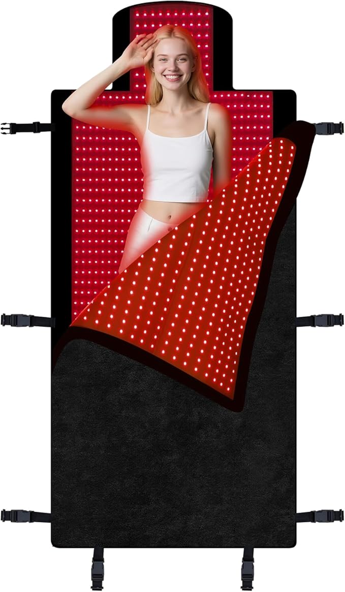 Red Light Therapy Mat Full Body 74.8"x33.6", Infrared Red Light Therapy Blanket with 2630 LEDs, 660nm & 850nm Dual Wavelength, Pulse Modes, Timer & Intensity Control