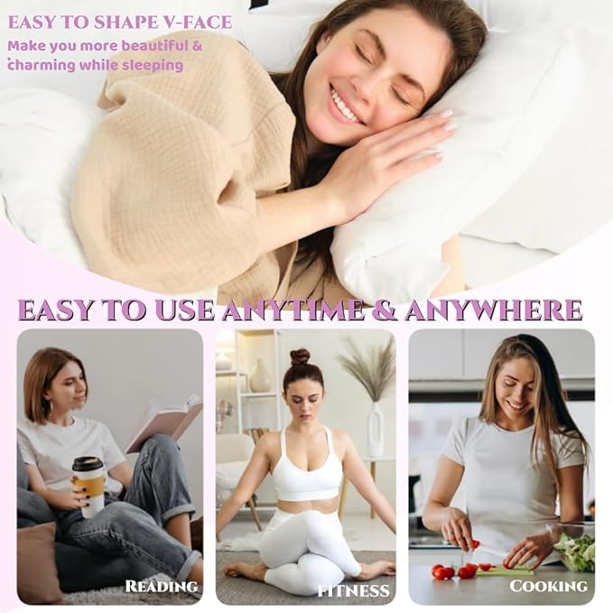 Graphene V-Line Mask Chin Up Mask V Shaped Face Mask Chin strap for sleeping,Jawline Shaper,Lilac,Medium