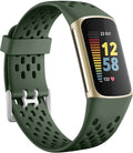 Getino Compatible with Fitbit Charge 5 Bands/Charge 6 Bands Women Men, Soft Comfortable Breathable Replacement Strap Adjustable Sport Wristbands for Fitbit Charge 5/ Charge 6 Accessories, Dark Green