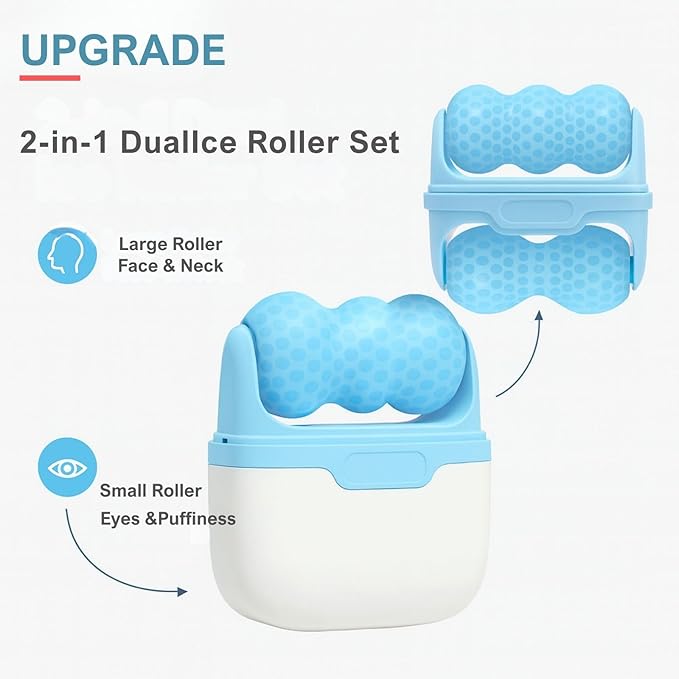 Ice Roller for Face Cooling Massager for Puffiness, Wrinkle Reduction & Migraine Relief – Portable, Reusable – Ideal for Women & Men(Blue)