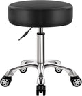 Heavy Duty Rolling Stool with Wheels 360 Swivel Adjustable Rolling Stool Hydraulic Lift Thick Leather Seat Ergonomic Chair for Kitchen Drafting Lab Office Salon Massage Black