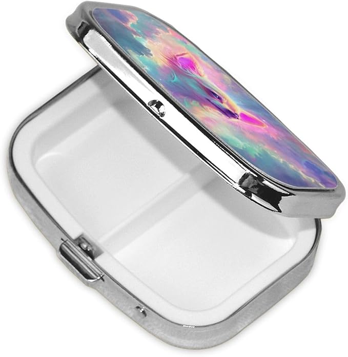Dreamy Chihuahua in Cloud Pill Box with Mirror 2 Compartments Square Pill Organizer for Pocket