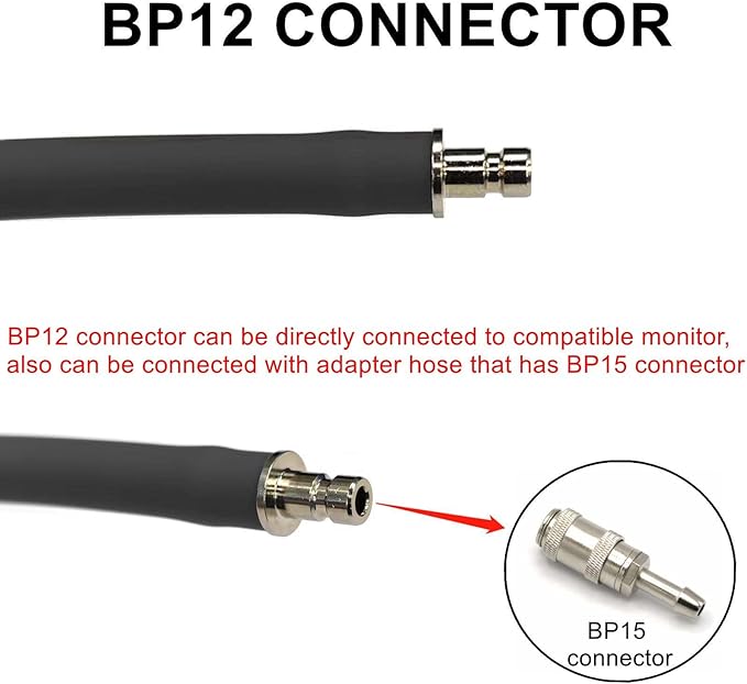 Replacement Cuff with Dual Tubes + BP12 Connectors for Large Adult 33-47 cm, Nylon Reusable Blood Pressure Adult BP Cuff for Large Arm