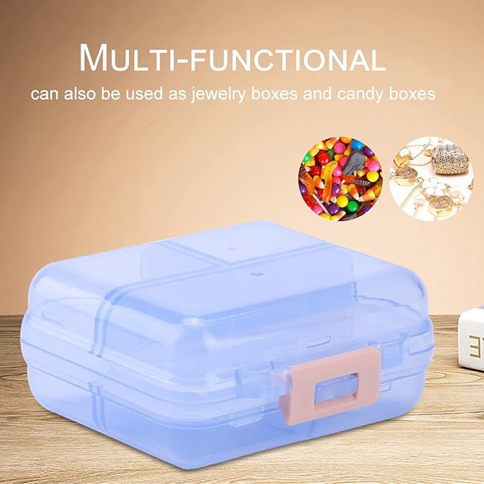 7 Grids Weekly Pill Box Portable Medicine Storage Box Foldable Drug Case Tablet Organizer for Travel (Blue)