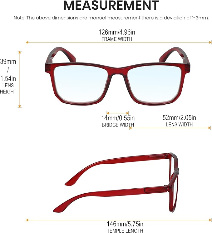 Calabria R861 Rectangular Blue Light Blocking Reading Glasses Men Women Trendy Eyeglass Work Gaming Computer Readers w/Case