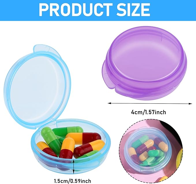 8pcs Small Pill Box Cute Portable Pill Case Travel Pills Organizer Box Medicine Dispenser Earplug Container Vitamin Holder Liver Oil Storage Case for Women Men Pocket Purse Briefcase