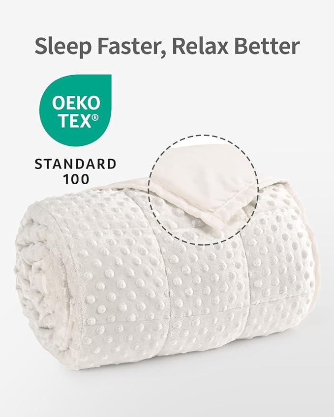 Mr. Sandman Weighted Blanket for Adults, Heavy Blanket for Woman, Man Sleeping/Calm, Soft and Cozy Weighted Throw Blankets, Machine Washable, 48 x 72in, 15 lbs, White