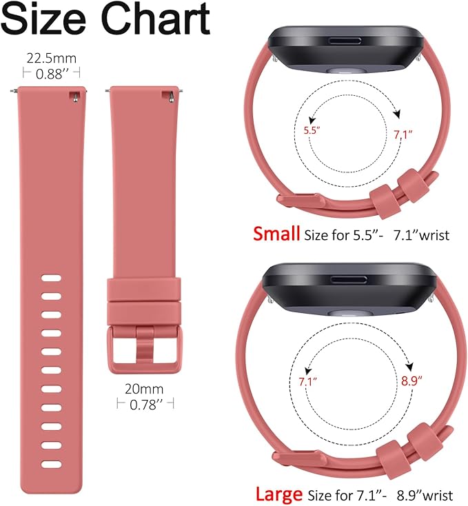 Mugust Sport Bands Compatible with Fitbit Versa 2 / Fitbit Versa/Versa Lite/Versa SE, Classic Soft Silicone Replacement Wristbands Straps for Fitbit Versa 2 Smart Watch Women Men (Small,Coral Red)