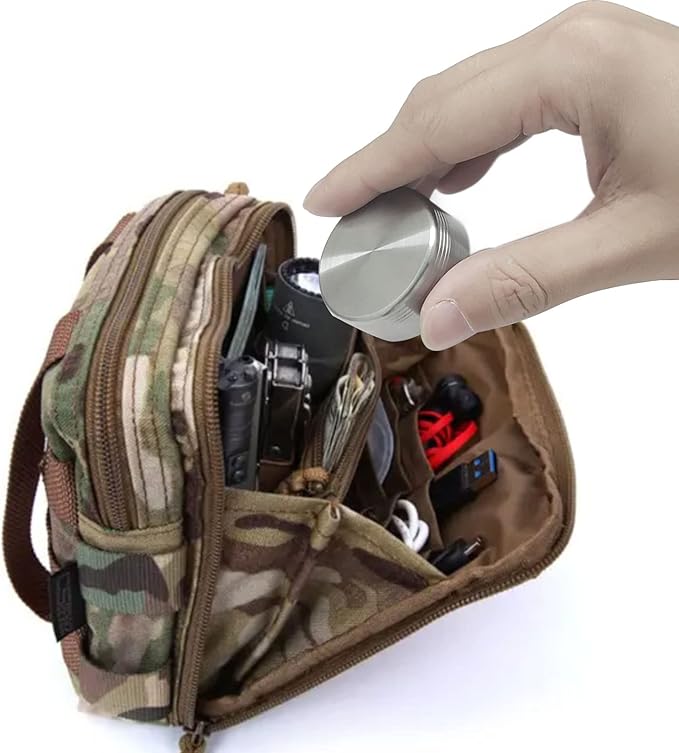 Titanium Waterproof Pill Case EDC Urgency Capsule Case Pocket Metal Box Camping Tiny Case, Silver