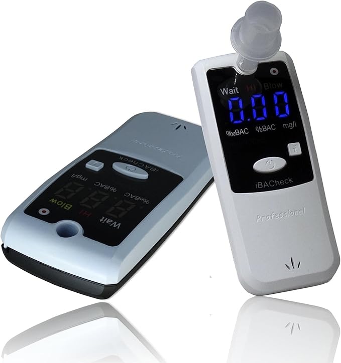 Breathalyzer with 10 Memories and LED Display, Visible at Night. Long Battery Life and Last 350 Test with Alkaline Batteries (White 178)