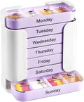Stay on Track 7-Day Medication Organizer - for Effortless Health Management, Large Weekly Pill Organizer with 4 Times a Day Compartments, Stackable Pill Organizer for Vitamins & Supplements (Purple)