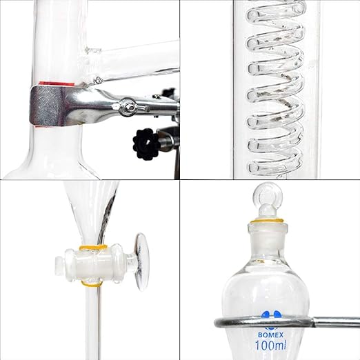 Labware Set 500ml Essential Oil Extraction Distillation Apparatus Water Distiller Purifier Glassware Kits Hydrosol, Home Distillation kit