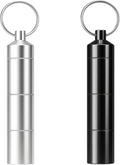 Aluminum Alloy Travel Pill Case with Keychain, 3 Compartments Portable Waterproof Pill Holder, 2 Pack