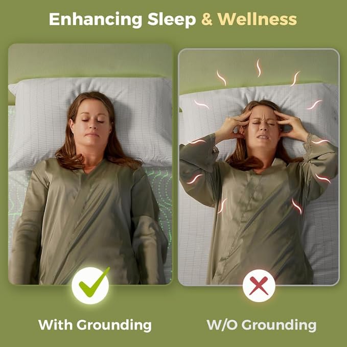 Bamboo Viscose Grounding Sheets, 10% Silver Infused Grounding Cooling Bed Sheets, Silky Breathable Than Cotton for Hot Sleeper, 15 Deep Pocket Grounded Fitted Sheets Only, CK